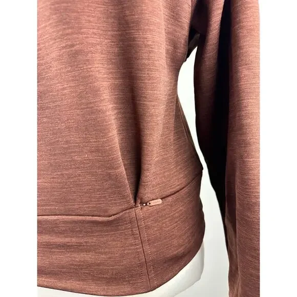 Athleta Altitude Polartec Half Zip Sweatshirt Mahogany Heather Brown Crop Small - Picture 4 of 14